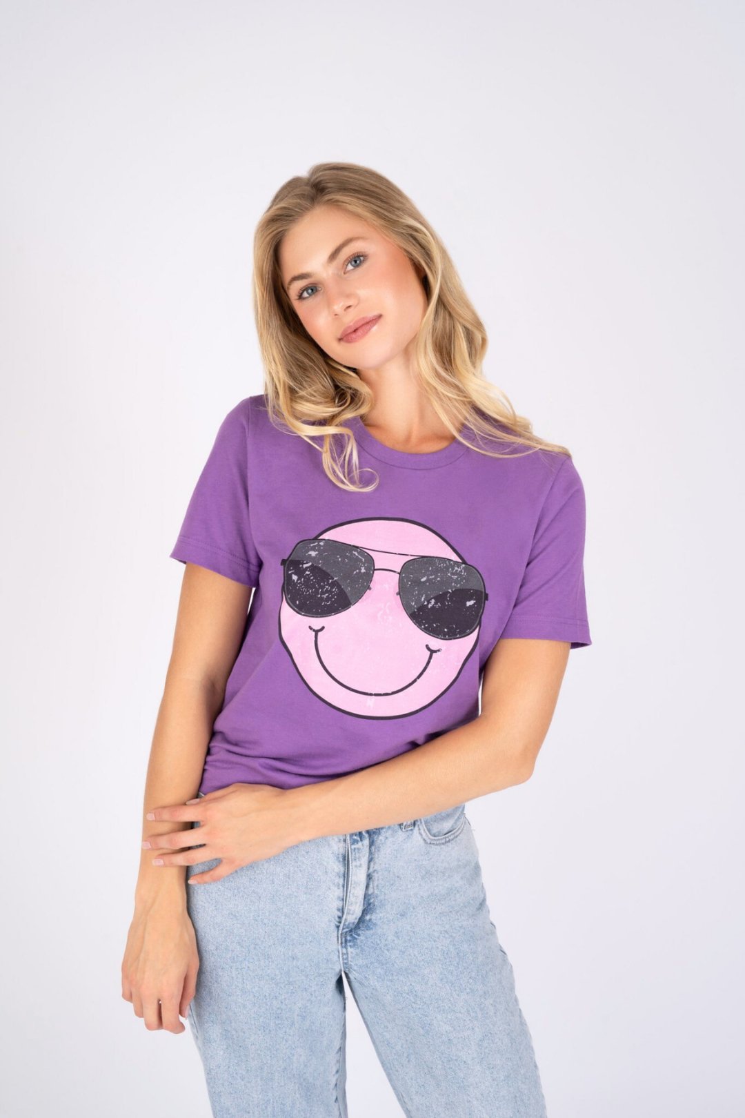 Purple Sunnies Smiley T-Shirt [PRE-ORDER, Ships in December] - Pinkaholics Anonymous