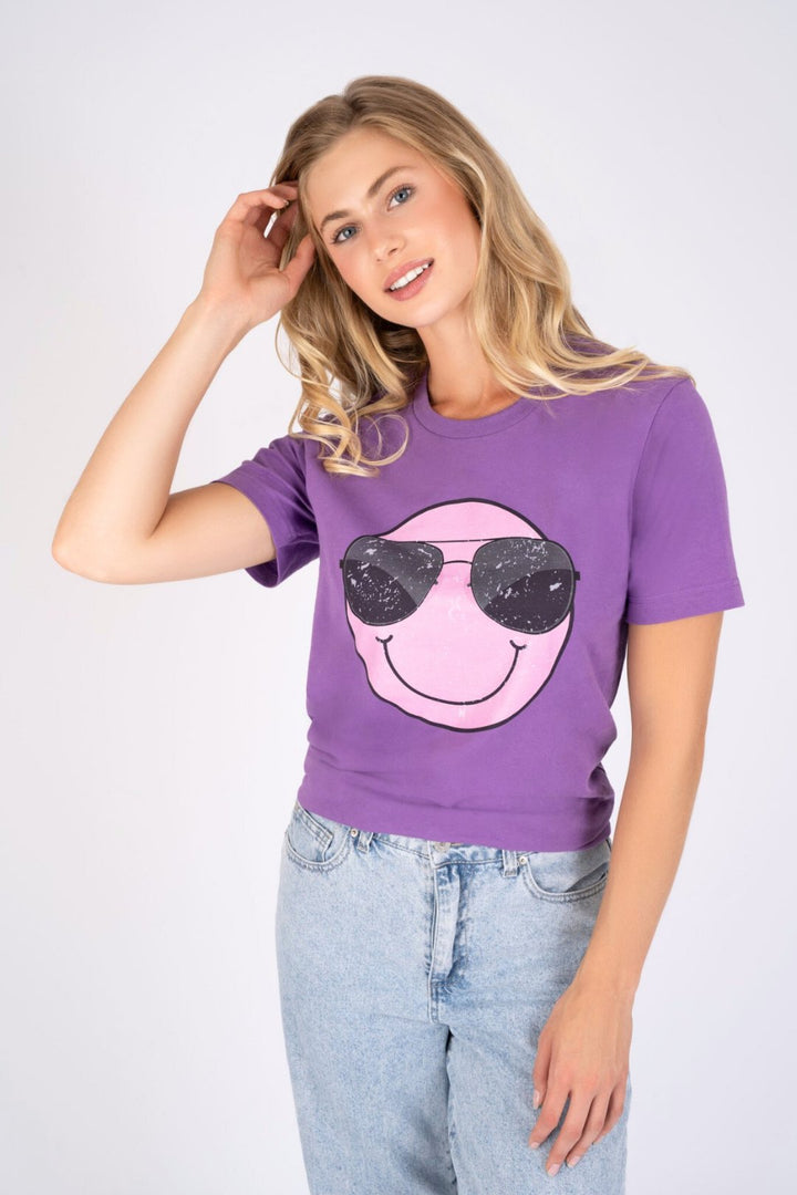 Purple Sunnies Smiley T-Shirt [PRE-ORDER, Ships in December] - Pinkaholics Anonymous