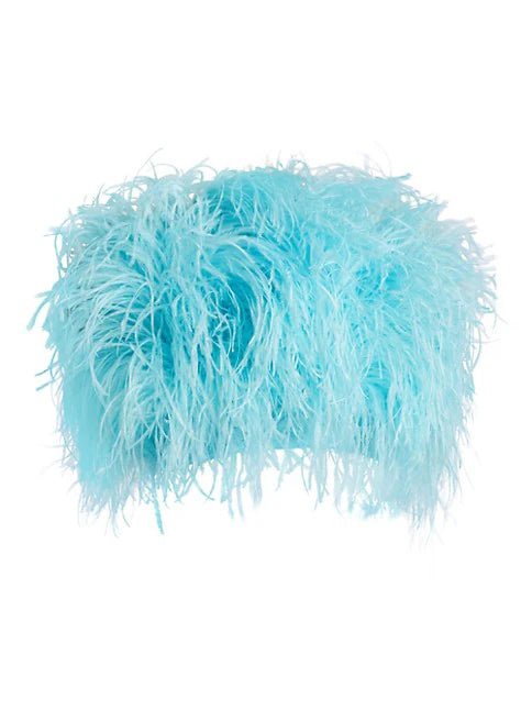 The Daisy Ostrich Feather Top: Baby Blue - Pinkaholics Anonymous