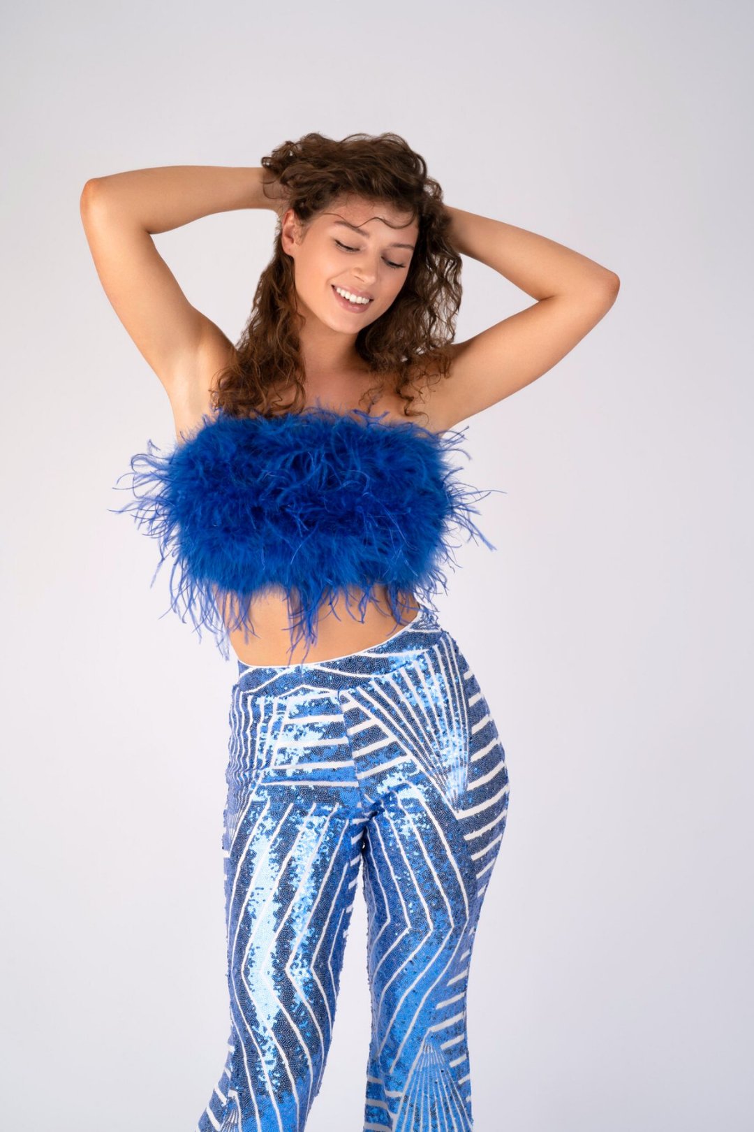 The Daisy Ostrich Feather Top: Royal Blue (Custom) - Pinkaholics Anonymous